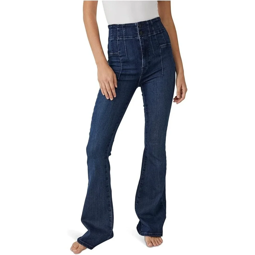 Free People We The Free Jayde Flare Jeans 24* Boho Festival Concert Retro Hippie
